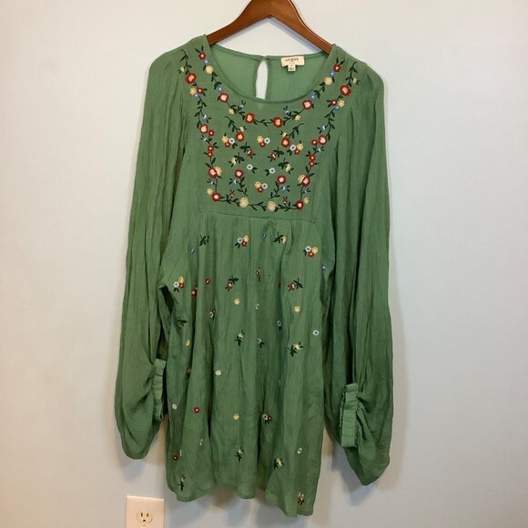 Umgee Women’s Embroidered Boho Tunic Dress Size S Long Sleeve Floral - Picture 1 of 11